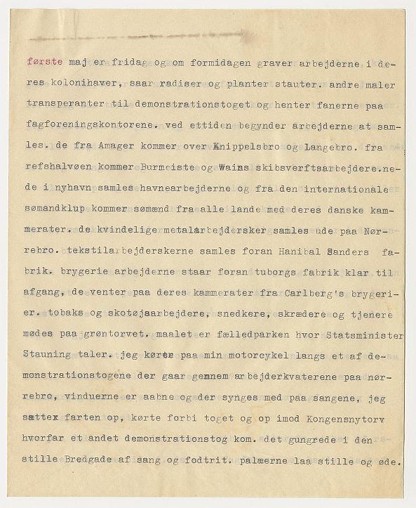 Erste Seite des Typoskripts von Ruth Berlau, [um 1937/1938], Ruth-Berlau-Archiv, Nr. 298 © Akademie der Künste, Berlin